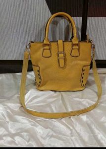 Yellow Snakeskin Satchel