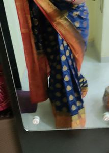 Blue Colure Semi Paithani With Blouse