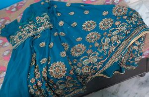 Georgette saree shipy moti havy work