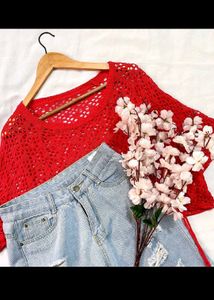 Pink V-Neck Knit Top