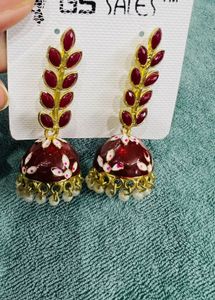 Elegant Maroon Jhumka Earrings