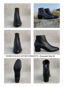Anis Black Leather Ankle Boots(37,38,39,40,41,42)