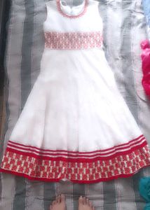 Girls White & Red Dress