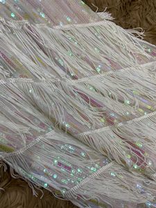 Luxury Couture White Fringe Mini Dress