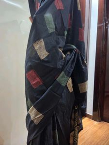Elegant Black Printed Saree