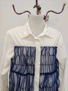 Tulle Accent Button Down