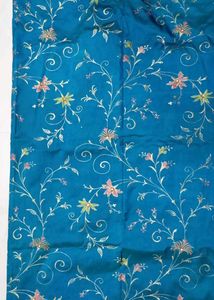 Teal Embroidery Pure Silk Saree