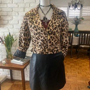 brand new (zara)leopard print biker jacket