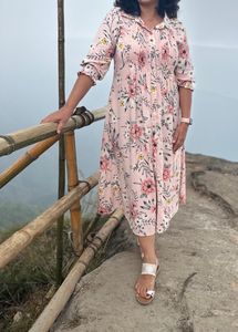 cotton floral pastel pink dress