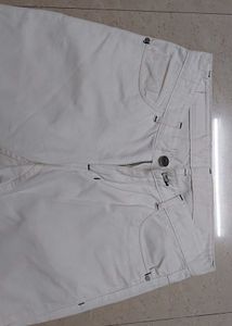 Beautiful White Cotton Denim Style Pant