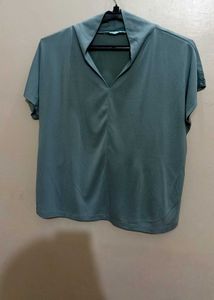 Elegant Teal V-Neck Top
