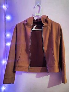 Brown Suede Hoodie Jacket