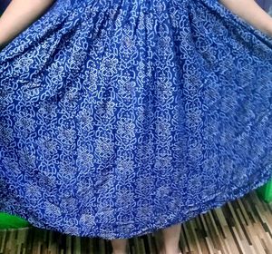 Blue Printed Ethnic frock kurta