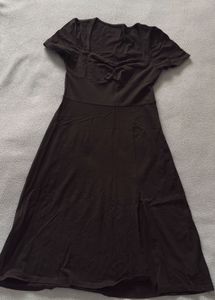 Black Casual Dress with Front Slit