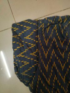 Siyahi Black And Yellow A-line Kurti With Button