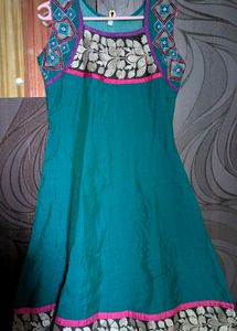 Embroidered Teal Ethnic Kurti