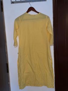 Yellow Embroidered Kurti