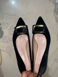 Black Rhinestone Pointed Block Heels