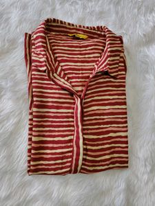 Striped Button-Down Peplum Tunic
