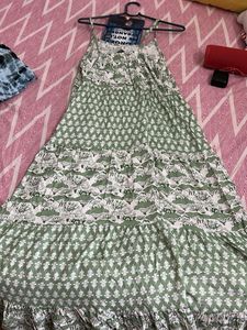 Green Floral Tiered Maxi Dress