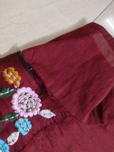 Art Silk Kurti With Embroidery