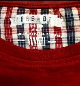 Boys Red layered look tshirt