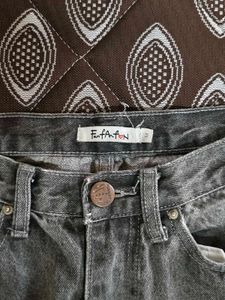 Grey Wide Leg Denim Jeans