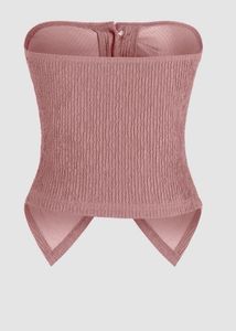 Pink front button rib tube top