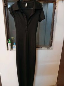 New Me Solid Slit Dress