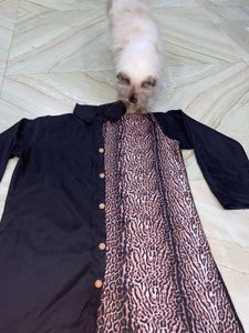 Animal Print Panel Button-Down