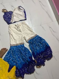 Blue Bandhani Crop Top &amp; Bottoms