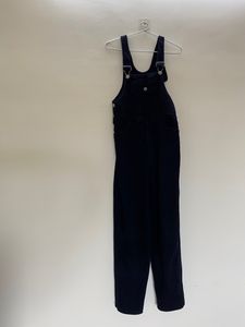 Black full length solid denim dungaree