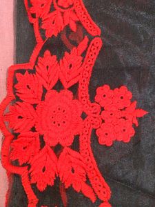 Black&amp;Red Saree With Stitched Blouse,Paticot