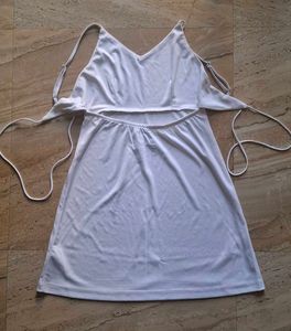 White Tie-Back Mini Dress