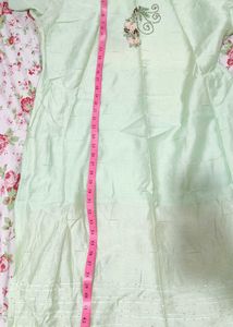 Light Green Hand Embroidered Kurti With Palazzo