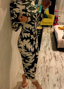 Abstract Print Evening Dress