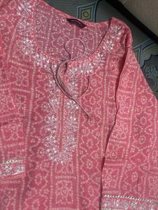 Pink Masleen Embroidered Kurta Set