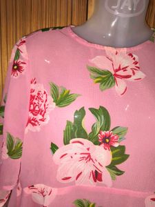 Pink Floral Layered Blouse