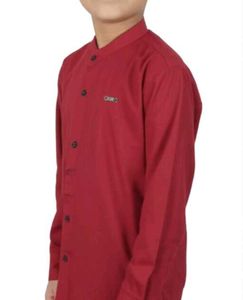 Burgundy Band Collar Shirt