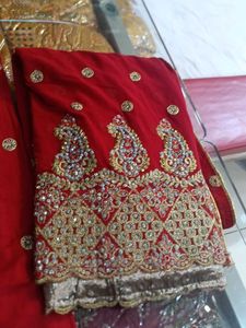 Red Embroidered Salwar Kameez Suit (Minor Issue)