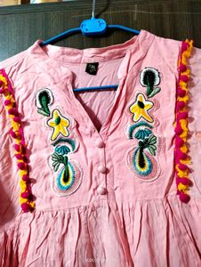 Boho Pink Embroidered Top