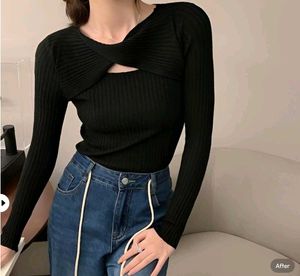 New with tag Pinterest Chic Black Cutout Knit Top