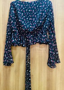 Black Floral Print Women Quiero Top