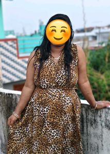 women tiger printed v neck long maxi dress