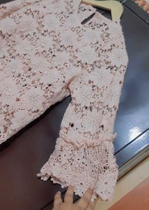 Beige Color Floral Lace Top For 36 Bust