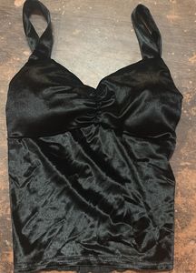Chic Black Satin Camisole Top