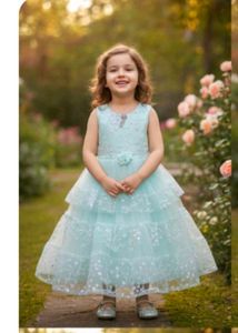 Cute Aqua Girls Party Dress
