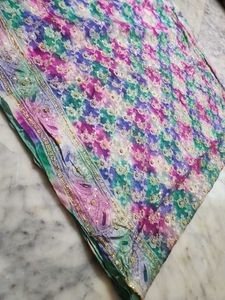 Vintage Floral Chiffon  Saree
