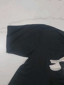 Floral Applique Black T-shirt