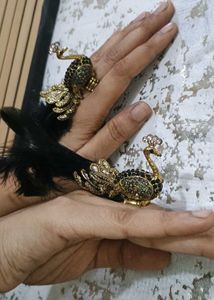 2 Statement Feather Rings